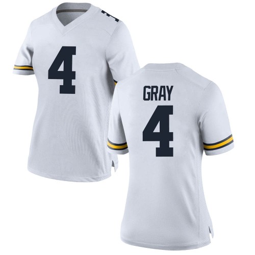 Vincent Gray Michigan Wolverines Women's NCAA #4 White Game Brand Jordan College Stitched Football Jersey OPB6854JN